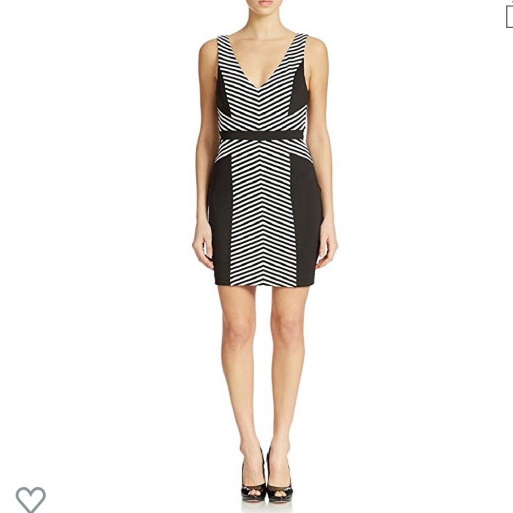 Guess Black and White Striped Mini Dress
